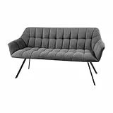 Riess Ambiente Esszimmer Sitzbank Papillon - 165cm - anthrazit schwarz - Flachgewebe Metallgestell Rückenlehne Armlehnen Polsterbank
