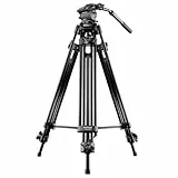 Mantona Dolomit 1300 Videostativ, 188 cm (inkl. Fluid-Neiger mit Wasserwaage, Schnellwechselplatte, Schwenkgriff, Transporttasche) für DSLR und Videokamera, schwarz