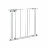 Safety 1st SecureTech Metal Gate, Treppenschutzgitter ohne Bohren, 73–80 cm (bis 136 cm erweiterbar), Leicht Schließbares Türschutzgitter, mit Einer Hand Öffnen, Kein Bohren, Zweifachsicherung, Weiß