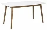 AC Design Furniture Pernille Esstisch – 150x80x75,5 cm – Weiße, UV-lackierte MDF-Tischplatte mit lackiertem Eichenholzgestell – Nordisches Design mit abgerundeten Kanten– Bequemer Platz für 4 Personen