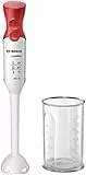 Bosch Hausgeräte MSM64010 ergonomischer Stabmixer mit Kunststoff-Mixfuß mit QuattroBlade, 450 Watt Weiß / Rot