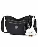 Micmores UmhäNgetasche Damen Cord Crossbody Bag Damen Schultertasche im Halbmond Style, Hobo Handtasche mit Verstellbarer Schultergurt, Mood Bag füR Arbeit, Reisen, Alltag (Schwarz)
