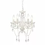 Alighting Moderner Kleiner Kristall-Kronleuchter in Weiß – 4-Flammige Pendelleuchte Ø 41 cm, Elegante Deckenlampe für Kleine Räume, Schlafzimmer, Flur, Esszimmer