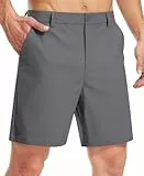 Libin Kurze Hosen Herren Golf Hose Kurz Stretch Shorts 17,8 cm (7 Zoll), Quick-Drying Leichte Komfort Casual Shorts, Dress Hose,Flache Vorderseite, Dunkelgrau, 30