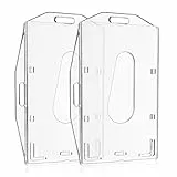 Vicloon Ausweishüllen, 2 Stück Transparente Kartenhalter mit Daumenausschub, Horizontaler und Vertikaler Dual-Use, Ausweishalter Hartplastik Schutzhülle