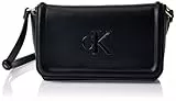 CALVIN KLEIN Women's RAISED CK FLAP CROSSBODY LV04F1027G Crossover, Black (Black), One Size, Schwarz (Schwarz), One Size