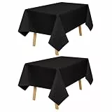 2 Stück Schwarz Tischdecke 55x78 Zoll (140x200cm) Faltenfest Stoff Tischdecke für Esszimmer Party Hochzeitstisch Dekoration und Schutz