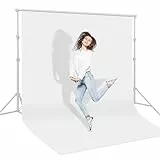 UTEBIT Foto Hintergründe Weiß, 1.8x2.8m Hintergrund Fotografie Polyester Faltbare Hintergrund Stoff für Fotostudio, Videoaufnahme, Hintergrundsystem, Modefotografie (Kühl bügeln)
