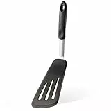 DI ORO® - Chef Serie Silikon Pfannenwender - 315 °C Hitzebeständiger Flexibler Spatel aus Edelstahl - Perfekt für Omelettes, Hamburger und Mehr (Lange)