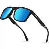 Gesruny Sonnenbrille Herren polarisiert sunglasses men UV400 Blend Schutz Rechteckig Ultraleicht Sonnenbrillen Klassisch Retro Unisex Outdoor sport brille Fahren Golf Angeln Reise,Eisblau