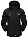 YSENTO Damen Wanderjacke Wasserdicht Outdoor Jacke Leicht Windbreaker Übergangsjacke Regenjacke Softshell Funktionsjacke(Schwarz,XL)