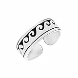 81stgeneration Zehenring aus Sterlingsilber mit Ozeanwellenmuster | Griechisch Inspirierter Verstellbarer Midi-fingerring für den Kleinen Finger für Frauen | 925 Silber Fußschmuck für Damen