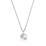 Amor Kette mit Anhänger 925 Sterling Silber Mädchen Kinder Halsschmuck, mit Zirkonia synth, 35+3 cm, Silber, Kleeblatt, Kommt in Schmuck Geschenk Box, 2021273
