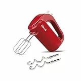 Girmi SB02 Elektrischer Handmixer, 170 W, Edelstahl-Rührbesen für Sahne und Eiweiß, Turbo-Funktion, Edelstahl-Knethaken für süße und salzige Teige, 5 Geschwindigkeiten, Rot.