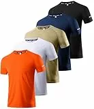 5er Pack Sport Tshirts Herren, Laufshirt Kurzarm T-Shirts Schnelltrocknend Atmungsaktiv Funktionsshirt Mesh Sport Shirt Männer Sportshirt Herren Kurzarm Fitnessshirt Trainingsshirt für Männer 5P03-M