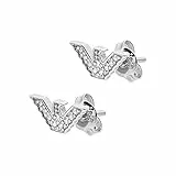 Emporio Armani Damen Ohrringe aus Edelstahl oder Halbedelsteinen mit Push-Back-Verschluss, Flint Silber