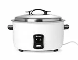 HENDI Reiskocher, Warmhaltefunktion, 50 Tassen Trockenreis, Messbecher und Reislöffel, 230V, 2900W, ø495x(H)365mm, Aluminium, 10L