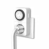 REV Zeitschaltuhr Steckdose COMBINI - 24h Format, 48 Zeiten a 30min - mechanischer Timer Steckdose mit Kombi-Stecksystem, max. 16A/3680W, weiß