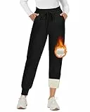 DDOBB Thermohose Damen Winter Gefütterte Jogginghose Warm Fleecehose Mit Taschen Verdickte Sportleggins Kordelzug Laufhose Trainingshose Wanderhose Sweatpants Freizeit Outdoor Hosen