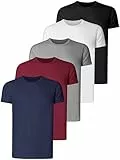 Teesmen T Shirt Herren Baumwolle Basic Männer Kurzarm Sport Atmungsaktive 5er Pack 5 Rundhals Einfarbige Baumwoll Unifarben (Multipack 1, M)
