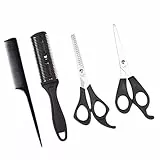Luxshiny 4 Stück Teiliges Haarschneide set mit Präzisen Friseurscheren und Haarkämmen Langlebige Haarschneide Styling werkzeuge für Friseursalon Barbier und Zuhause Leicht und Platzsparend