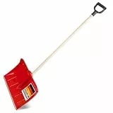 SHW-FIRE | Schneeschieber 50 cm breit, robuster Holzstiel, Schaufel aus Kunststoff, und Aluminiumkante, Schneeschaufel optimal für Schnee räumen auf Gehwegen & Einfahrten | Made in Germany