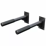 GORILLA SPORTS® Dip Station - zur Wandmontage, bis 350 kg Belastbar, mit Griffen 51 cm Lang, aus Stahl, Schwarz - Dipstation, Bauchmuskeltrainer, Dip Barren, Stangen, Parallettes