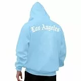 KOG Los Angeles Hoodie Herren Backprint Hoodies Grafik Drucken Kapuzenpullover Warmes Hooded Sweatshirt Männer Kapuzenjacke 2026 Winter Junge Fashion Pullover Baumwolle Bekleidung Hellblau L