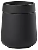 Zone Denmark Nova One Aufbewahrungsbox mit Deckel, Keramikdose zur Aufbewahrung von Badutensilien wie Wattepads & Wattestäbchen, Durchm. 8,4 cm, Höhe 10 cm, Fassungsvermögen 290 ml, Schwarz