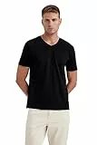 DeFacto Men's B0646AX T-Shirt, Black, S