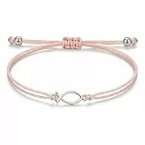 Susan's Choice Fisch Armband Mädchen, Geschenk zur Kommunion, Konfirmation & Taufe, Verstellbare Länge, Metallanhänger, Christlicher Glücksbringer & Erinnerung, Roségold
