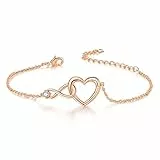 vissen Armband Rosegold Damen Herz Armband Unendlichkeitszeichen Vergoldet Ketten Edelstahl Armbänder für Frau