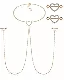 AceFun 3Stk Brustwarzenpiercing Nippel Ring Edelstahl mit Kette Halskette Herz Zirkon Nippelpiercing Brustpiercing Barbell Piercing Unisex Punk