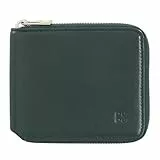 DUDU Herren-Brieftasche RFID, aus weichem Leder mit kleinem außenliegendem Reißverschluss und 6 Kreditkartenfächern. Mangrove