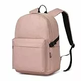 KONO Rucksack wasserdicht, Schulrucksack für Teenager Jungen und Mädchen, Leichter Basic Rucksack Herren & Damen, Arbeitstasche mit 15.4 Zoll Laptopfach, Reise und Tagesrucksack (Rosa)