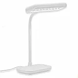 BRILONER - LED Schreibtischlampe mit Ein/Aus-Schalter, schwenkbar, kaltweiße Lichtfarbe, Tischlampe, Lampe, Nachttischlampe, Tischleuchte, Deko, Bürolampe, Leselampe Bett, 44x23x12 cm, Weiß