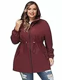 Hanna Nikole Outdoor Regenjacke Damen Regenmantel Mit Kapuze Wasserdicht Winddicht Wetterfest Übergangsjacke Atmungsaktiv Mantel Jacke Weinrot 50