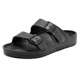 Foinledr Pantoletten Sandalen Damen Herren, Bequem & Weich – Sommer Schlappen mit Einstellbarer Schnalle, Rutschfeste Cozy Slides, Flach Mules Clogs, Orthopädische EVA Hausschuhe & Badelatschen