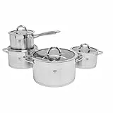 KARL HAUSMANN Topfset Induktion Edelstahl 4-Teilig - Kochtöpfe für Alle Herdarten - Kochtopf Set mit Glasdeckel - Töpfe mit Messskala - Topf Set - Kochtopfset - Topfsets - Pots - Induktionstöpfe