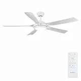 Newday 142CM Deckenventilator mit Beleuchtung und Fernbedienung Weiß, Ventilator Lampe Decke, Deckenventilatoren Leise mit Lampe Dimmbar, Deckenventilator Groß mit 5 Flügel 3 Timer Für Schlafzimmer