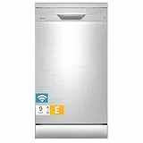 Midea SF 3.45N PRO Geschirrspüler 45 cm Freistehend und Unterbaufähig, 9 Maßgedecke, Spülmaschine mit WLAN, 6 Programme, 3/6/9h Startzeitvorwahl, 47 dB, Silber
