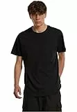 Build Your Brand Herren T-Shirt Round Neck, Männer Basic T-Shirt mit Rundhalsausschnit, Regular Fit, Baumwolle, Black, L