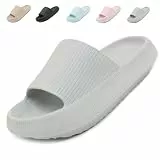 Uniuni Cozy Slides Original Wolken Slippers Damen Cloudyzz Schlappen Herren Weiche rutschfeste Dusch Badeschuhe Leichte Eva Hausschuhe Bequeme Badelatschen Dicke Sohle Badeschlappen Unisex Grau 44/45