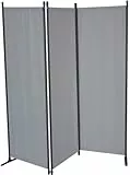 ANGERER Paravent 3-teilig, Sicht- & Sonnenschutz, Raumtrenner, Innen & Outdoor Büro Balkon/Terrasse, Schlafzimmer, Garten, Made in Germany, waschbare Bezüge, Swingtex hellgrau