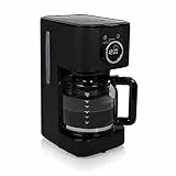 Princess Edelstahl Kaffeemaschine in Schwarz, 1,5 L Kapazität für 10 bis 15 Tassen, Digitale Zeitschaltuhr, Tropfstopp, Automatische Abschaltung, Leicht zu Reinigen, 01.246060.01.001