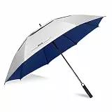 ZOMAKE 62 Inch Golf Regenschirm Sonnenschutz für UV,XL Großer Winddicht Regenschirm Groß Upf 50 + Selbst öffnend Belüftet,Große Größe Golfschirm Sturmfest für Sonne und Regen(Silber Marineblau)