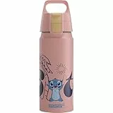 Sigg - Alu Trinkflasche Kinder - WMB ONE Stitch Disney - Kohlensäuregeeignet - Auslaufsicher - Federleicht - BPA-frei - Klimaneutral Zertifiziert - Sport & Schule - Pink- 0,6L
