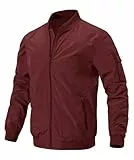donhobo Bomberjacke Herren Winter Fliegerjacke College Jacke Pilotenjacke Baseball Blouson Army Übergangsjacke Outdoor Windjacke Herbstjacke (Rot, M)
