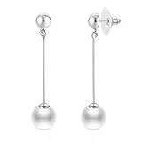 Vissen Lange Tropfen Ohrringe Damen Silber Hängend Ohrringe Perlen Stecker Weißer Modeschmuck Damen