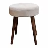 Meinposten Polsterhocker Sitzhocker Hocker rund, Beige mit Holzbeinen, 35x45 cm Fußhocker